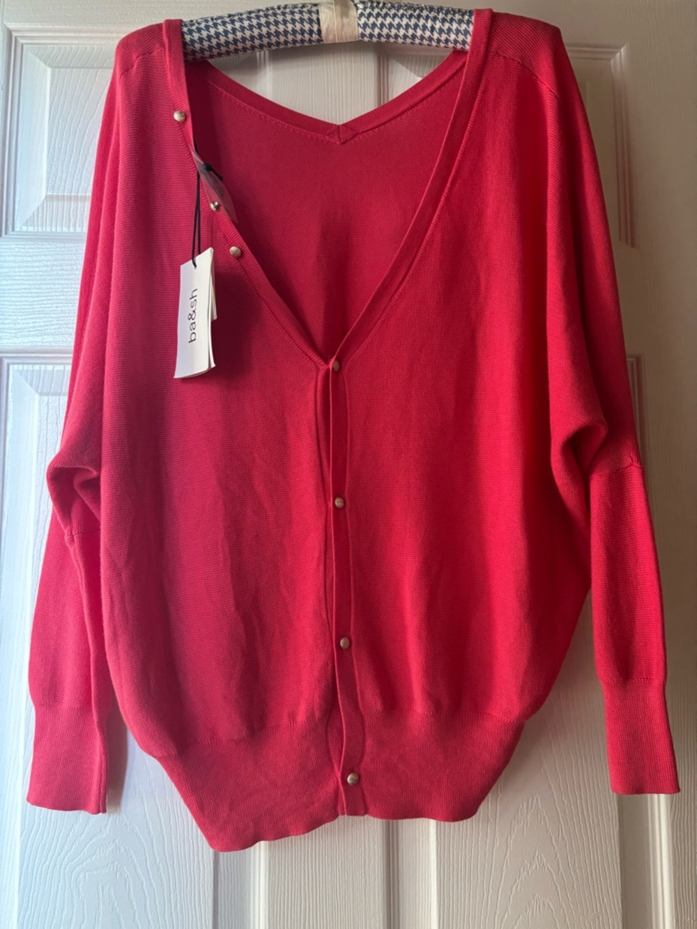 ba&sh Pink V‑neck Button Sweater